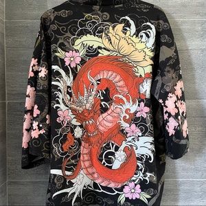 Japanese dragon kimono cherry blossoms